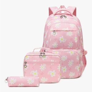 Pink Floral Kids Backpack Set